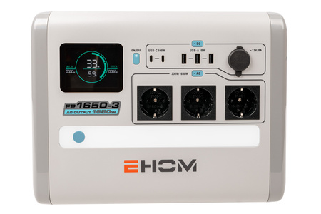 STACJA ZASILANIA BANK MAGAZYN ENERGI AGREGAT POWERBANK STACJA ZASILAJĄCA - LONCIN EHOM EP1650-3 -1024Wh moc 1650VA - FASHION GARDEN - OFICJALNY DYSTRYBUTOR - AUTORYZOWANY DEALER LONCIN