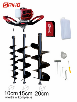 SAIKO SW52 WIERTNICA ŚWIDER SPALINOWY DO GLEBY GLEBOWY DO ZIEMI 2.4 KM + 3 WIERTŁA GRATIS - SAIKO SW52 - FASHION GARDEN - OFICJALNY DYSTRYBUTOR